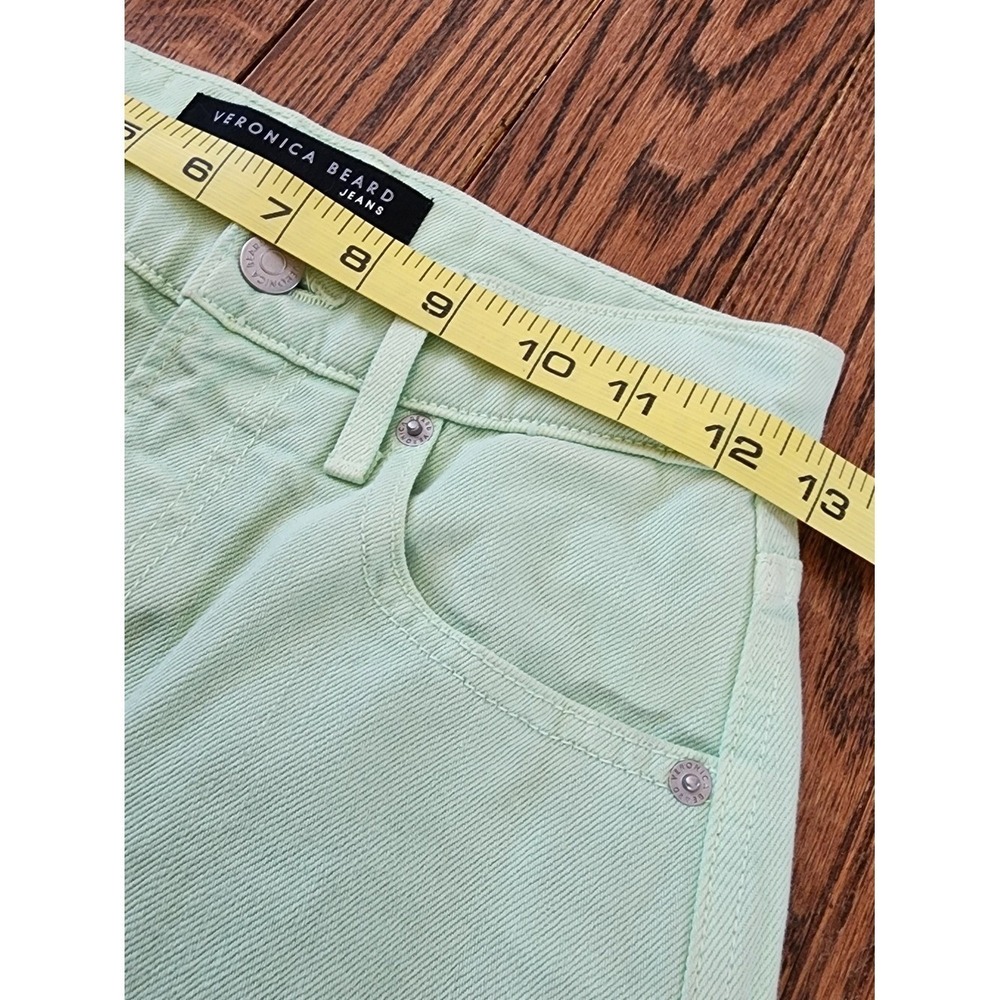 Veronica Beard Taylor Wide Leg Jeans Womens 23 Green Pistachio High Rise Raw Hem - Picture 4 of 14